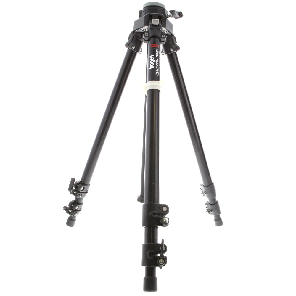 Bogen 3221 Aluminum Tripod Legs with Center Column, 3-Section, Black, 10.5-71 in.