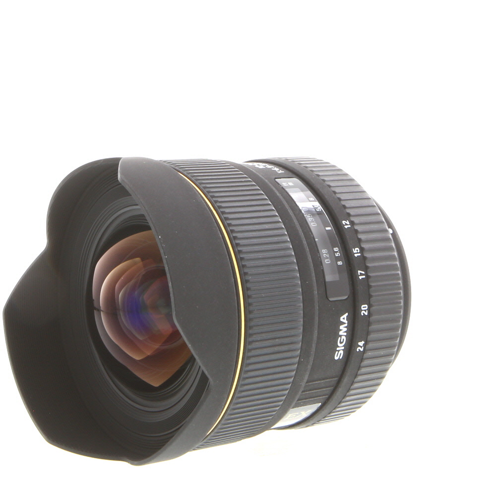 Sigma 12-24mm f/4.5-5.6 EX D DG HSM Autofocus Lens for Nikon F-Mount | Gel | with Built-in Hood