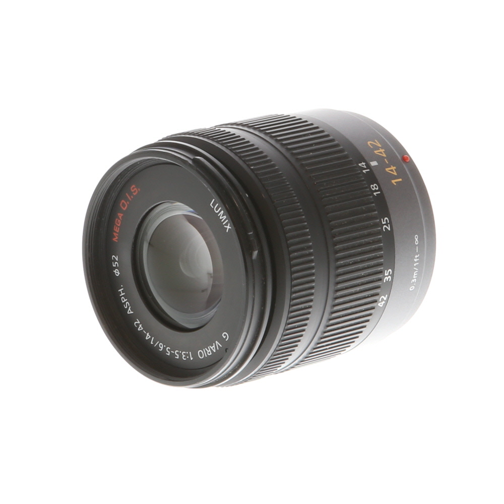 Panasonic Lumix G Vario 14-42mm f/3.5-5.6 ASPH. Mega O.I.S. Lens for MFT (Micro Four Thirds), Black/Dark Silver | 52