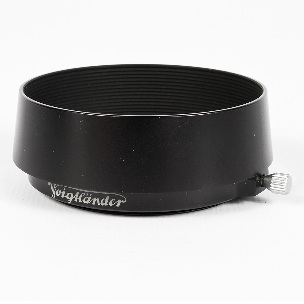 Voigtlander Lens Hood with 52mm Adapter Ring for 75mm f/1.8 Heliar, Black Vented Metal Clamp-On