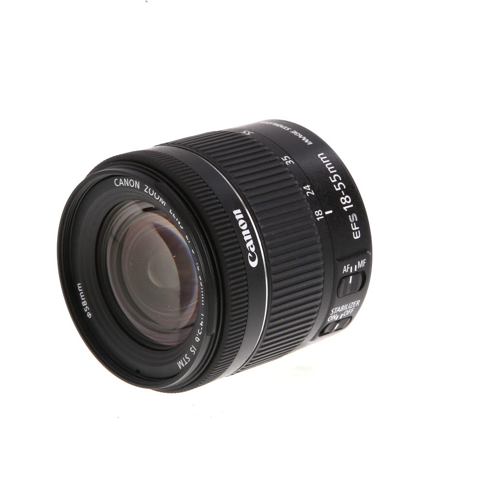 Canon EF-S 18-55mm f/4-5.6 IS STM Autofocus APS-C Lens, Black | 58