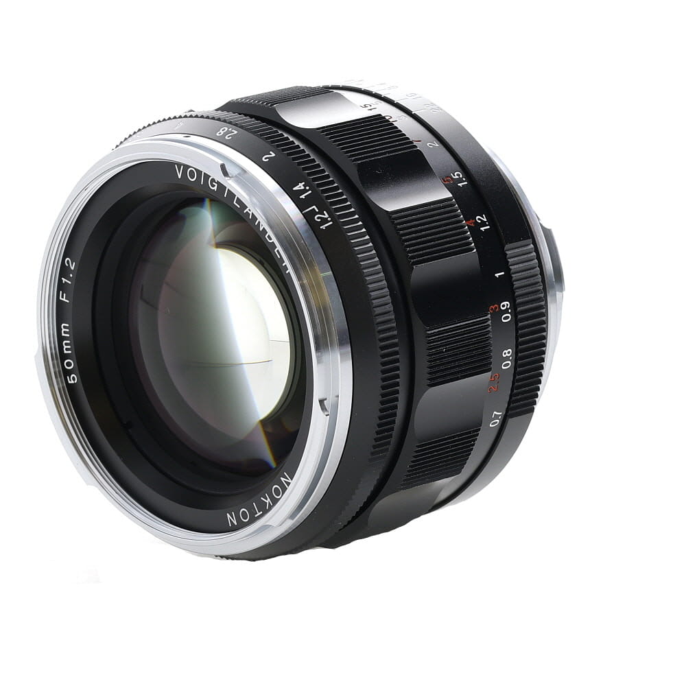 Voigtlander 50mm f/1.2 Nokton VM Lens for Leica M-Mount, Black with Chrome Rim | 52