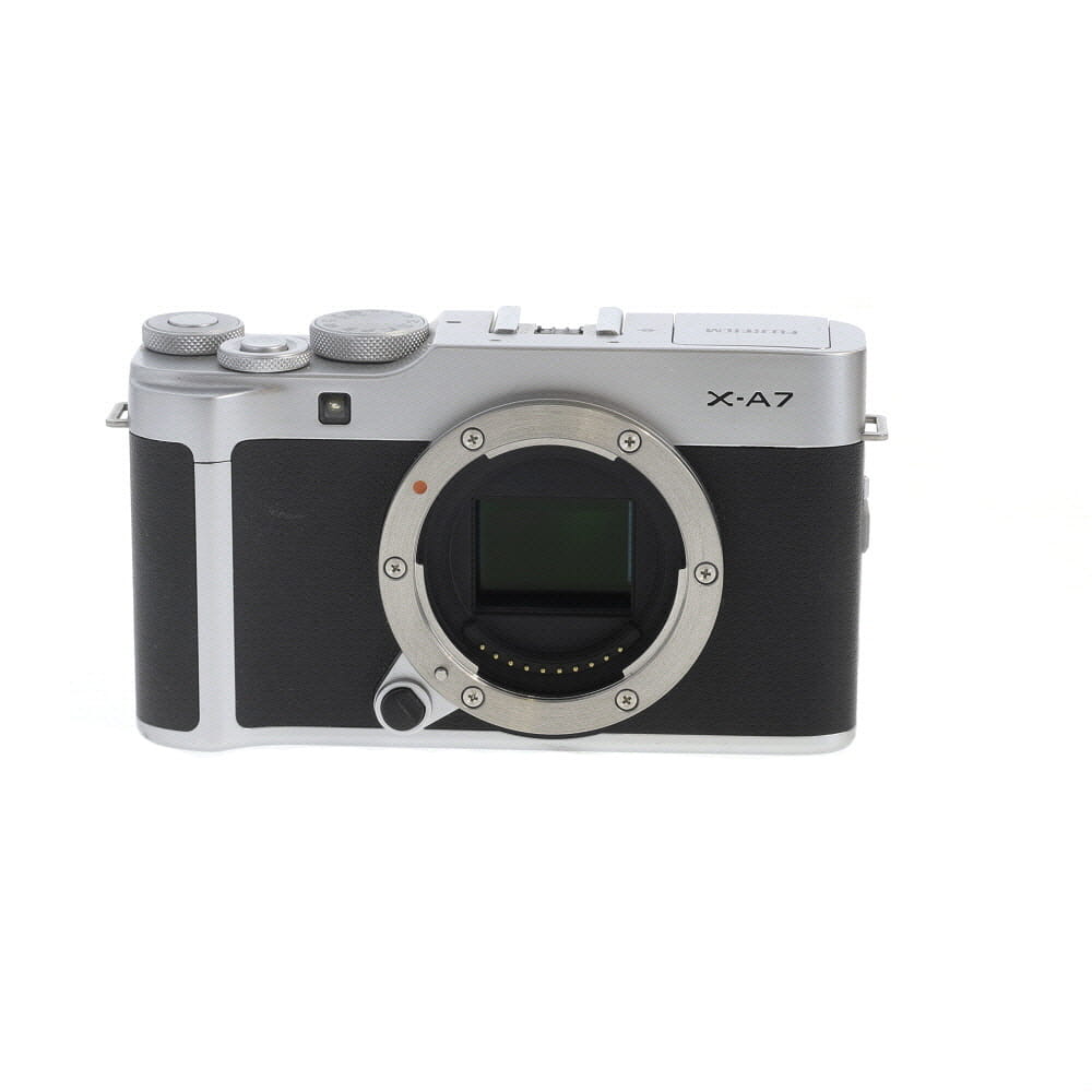 FUJIFILM X-A7 Mirrorless Camera Body, Silver/Black Leather | 24.2MP