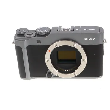 FUJIFILM X-A7 Mirrorless Camera Body, Dark Silver/Black Leather {24.2MP}