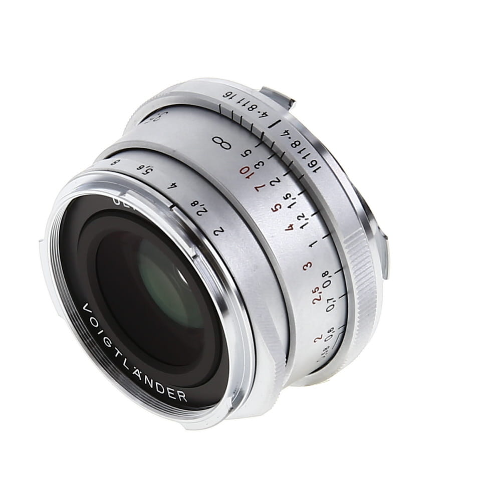 Voigtlander 35mm f/2 Ultron (Vintage II) VM Lens for Leica M-Mount, Silver w/ Chrome Nose, Silver Focus Tab | 39