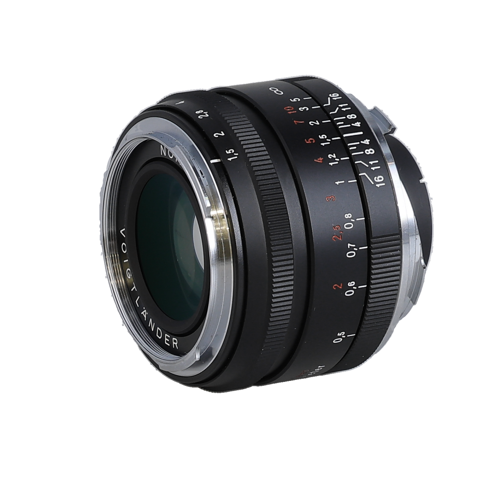 Voigtlander 35mm f/1.5 Nokton (Vintage I) VM Lens for Leica M-Mount, Matte Black w/ Chrome Nose, Black Focus Tab | 39