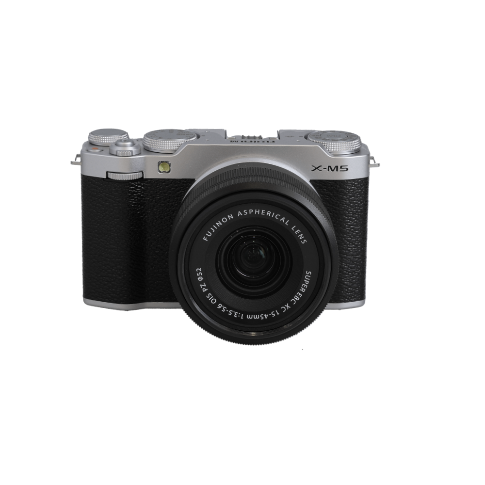 FUJIFILM X-M5 Mirrorless Camera, Silver | 26.1MP | w/ XC 15-45mm f/3.5-5.6 OIS PZ Lens, Black | 52