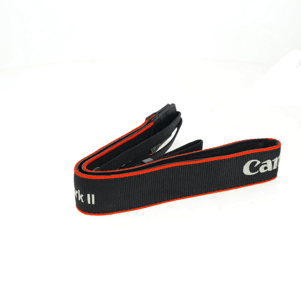 Canon ER-EOSR5 MarkII Neck Strap, Black/Red Edge with EOS R5 Mark II Stitched in Silver, 1.25 in.
