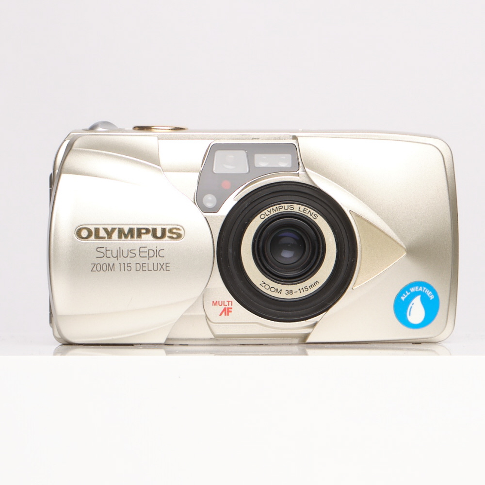 Olympus Stylus Epic ZOOM 115 Deluxe All Weather, Panorama, Quartz Date 35mm Camera Champagne/Gold Accents with 38-115mm Lens