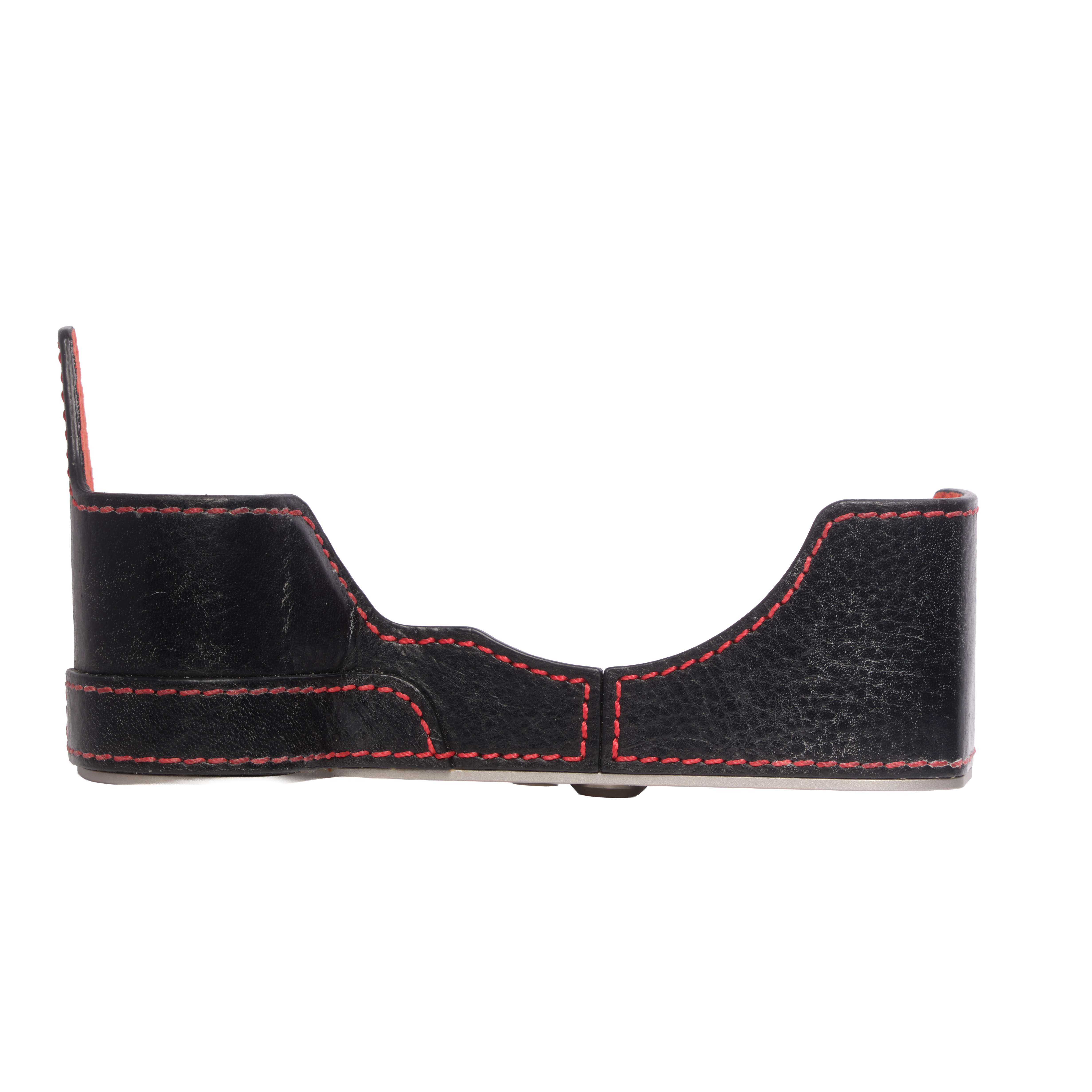 LIM'S Sony a7R II, a7 II Half Case, Black Leather with Red Stitching