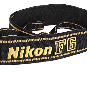 Nikon Neck Strap, Black/Yellow Imprinted F6, 1.25 in.