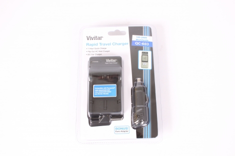 Vivitar Rapid Travel Charger QC-603 for Panasonic CGR-S002E, CGA-S006E, DMW-BM7, DMW-BMA7 Batteries